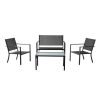 Mainstays Kingston Ridge 4-Piece Outdoor Conversation Set, Black Steel and Grey Sling