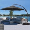 JEAREY 11-ft Gray Crank Cantilever Patio Umbrella with Base