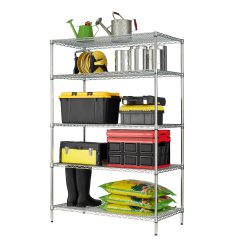 Hyper Tough 24"Dx48"Wx72"H 5 Shelf Commercial Wire Shelving Silver Steel Each Shelf Capacity 800 lbs