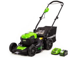 Greenworks 40V 20-inch Brushless Walk-Behind Push Lawn Mower W/40 Ah Battery and Quick Charger, 2516302