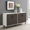 Bellamy Studios Margot Mid-Century Bookmatch Dual Cabinet Buffet, Ash Brown