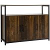 HOMCOM Industrial Kitchen Sideboard, Buffet Cabinet with Storage Open Compartment and Adjustable Shelves for Living Room, Bedroom, Hallway, Rustic Brown