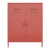 Shadwick 2 Door Metal Locker Style Accent Storage Cabinet, Terracotta