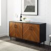 Bellamy Studios Margot Mid-Century Bookmatch Dual Cabinet Buffet, Acorn/Black