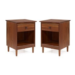 Bellamy Studios Wright Mid-Century Nightstand, Walnut, Set of 2