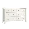 Sauder Shoal Creek 6-Drawer Dresser, Soft White finish