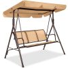 Best Choice Products 2-Seater Outdoor Adjustable Canopy Swing Glider Patio Bench w/ Textilene, Steel Frame - Tan