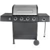 RevoAce 4-Burner Propane Gas Grill with Side Burner, Stainless Steel & Black