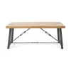 River Street Designs Jace Modern Industrial Dining Table, Teak, Rustic Metal