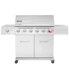 Royal Gourmet GA6402S Stainless Steel Gas Grill, Premier 6-Burner BBQ Grill with Sear Burner and Side Burner, 74,000 BTU, Cabinet Style, Outdoor Party Grill, Silver