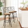 Mainstays Gillian Bar Stool with Adjustable Height, Black and Beige, Set of 3