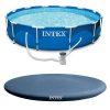 Intex 28026E + 28211EH 12 ft. x 30 in. Metal Frame Round Swimming Pool with Filter Pump and 13 ft. Pool Cover
