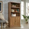Sauder 5-Shelf Bookcase with 2 Doors, Sindoori Mango Finish