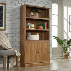 Sauder 5-Shelf Bookcase with 2 Doors, Sindoori Mango Finish