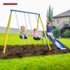 Sportspower Power Play Time Metal Swing Set with 5' Heavy Duty Slide & 2 Swings