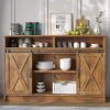 Farmhouse Bar Cabinet with Sliding Barn Doors, 52