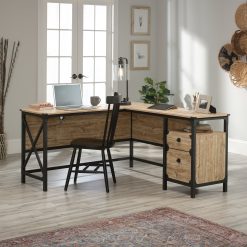 Sauder Steel River L-Desk, Milled Mesquite Finish