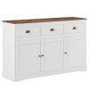 Homfa Sideboard Storage Cabinet with 3 Drawers & 3 Doors, 53.54'' Wide Buffet Cabinet for Dining Room, White