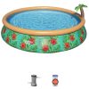 Bestway 57415E-BW 33 in. x 15 ft. Round Fast Set Paradise Palms Inflatable Swimming Pool Set