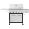 Nexgrill 720-1046 5-Burner Propane Gas Grill in Stainless Steel with Side Burner and Foldable Side Shelf