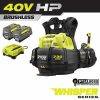 RYOBI RY404170 40V HP Brushless Whisper Series 165 MPH 730 CFM Cordless Battery Backpack Blower with (2) 6.0 Ah Batteries and Charger