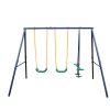 LN20232274 Metal Outdoor Swing Set with Glider for Kids, Toddlers, Children