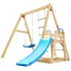 TIRAMISUBEST SWXY000062AAP Outdoor Wooden Swing Set with Slide for Toddlers