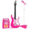 Best Choice Products Kids Electric Musical Guitar Toy Play Set w/ 6 Demo Songs, Whammy Bar, Microphone, Amp, AUX - Pink