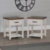 Lancaster Farmhouse Oak Top 1 Drawer Nightstand, Set of 2, Ivory