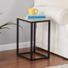 Mainstays Rectangle End Table, Natural Finish Top with Black Frame