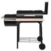 Zimtown BBQ Charcoal Grill Outdoor Barbecue Pit with Offset Smoker Patio Backyard Black