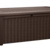 Keter Borneo Outdoor All-Weather 110 Gallon Plastic and Resin Deck Box, Brown