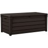 Keter Brightwood 120gal Weatherproof Patio Deck Storage Box Bench, Brown