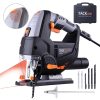 Tacklife 6.7 Amp 3000 SPM Jigsaw tool with Laser & LED, 6 Variable Speed, Carrying Case, 6 Blades, 45°Bevel Cutting & Tool-free Blade Changing and 10 Feet Cord - PJS02A