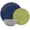 Mainstays Pastel 12-Piece Round Stoneware Dinnerware Set, Cool Tones