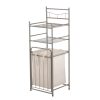 Mainstays 2 Shelves 10 lb Capacity Steel Storage Shelf Unit with Hamper, Satin Nickel Finish