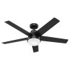 Hunter 51314 Aerodyne 52-In. Smart Ceiling Fan with LED Lights (Matte Black)