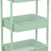 CAXXA 3-Tier Rolling Metal Storage Organizer - Mobile Utility Cart, Kitchen Cart with Caster Wheels (Aqua Green)