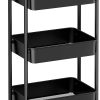 CAXXA 3-Tier Rolling Metal Storage Organizer - Mobile Utility Cart, Kitchen Cart with Caster Wheels (Black)