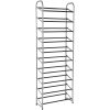 Mainstays 10-Tier Shoe Rack, Powder Coated Black and Silver Finish, 30 Pairs