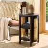 Better Homes & Gardens Springwood Caning Side Table, Charcoal Finish
