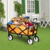 BENTISM Folding Wagon Cart Utility Collapsible Wagon 176 lbs w/ Adjustable Handle