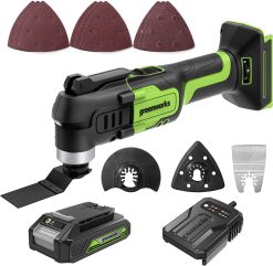 Greenworks 24V Cordless Multi-Tool, Oscillating Tool 18,000 OPM for Cutting/Nailing/Scraping/Sanding with 6 Variable Speed Control, 2.0Ah Battery and Charger