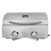 Zimtown Portable 2 Burner 20,000BTU Stainless Steel Propane Grill with Foldable Leg