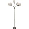 Mainstays 5-Light Multihead Floor Lamp, Silver with White Shade and a Metal Base