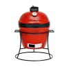 Kamado Joe KJ13RH Joe Jr. 13.5 in. Portable Charcoal Grill in Red with Cast Iron Cart, Heat Deflectors and Ash Tool