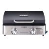 Monument Grills 55000 2-Burner Portable Table Top Propane Gas Griddle in Stainless Steel with Locking Lid