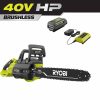 RYOBI RY40550 40V HP Brushless 16 in. Battery Chainsaw with 4.0 Ah Battery and Charger