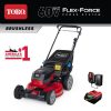 Toro 21326 21 in. Recycler SmartStow 60-Volt Brushless Cordless Battery Walk Behind Self-Propelled Mower - 5.0 Ah Battery & Charger