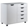 Winsome Wood Halifax 2-Section 5-Drawer Mobile Storage Cabinet, White Finish